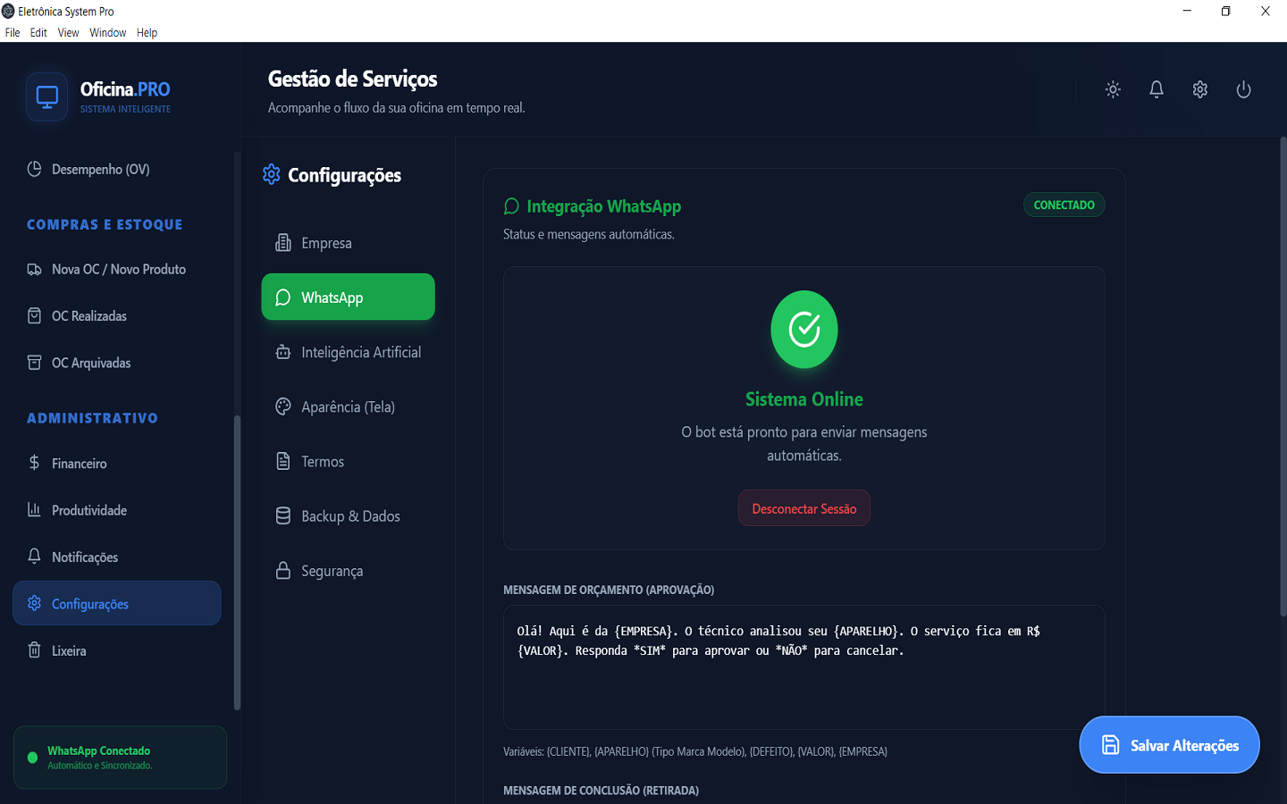 Integração do Oficina.PRO com WhatsApp